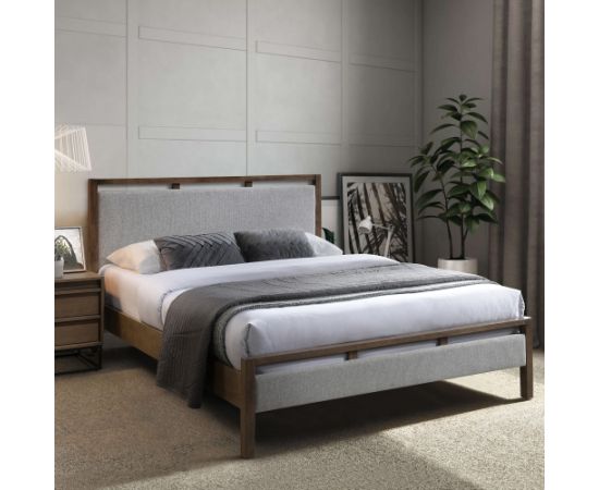 Bed VOKSI with mattress HARMONY DELUX 160x200cm, grey