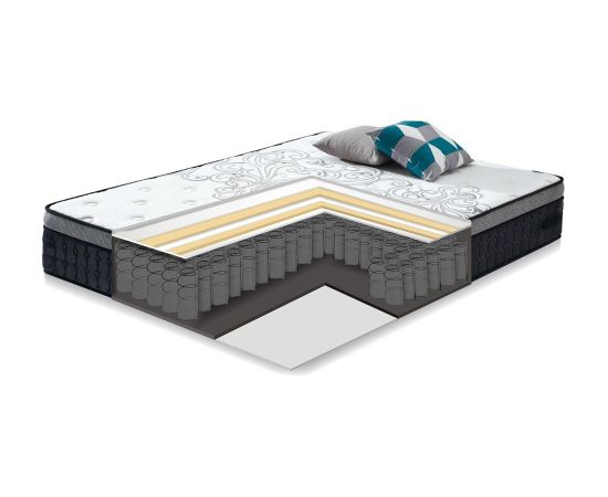 Bed VOKSI with mattress HARMONY DELUX 160x200cm, grey