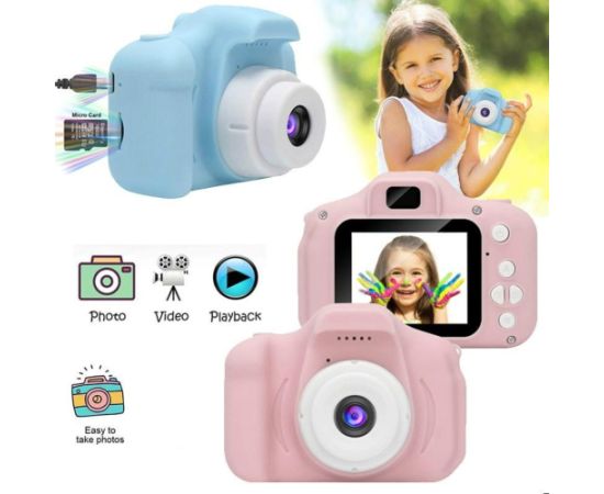 CP X2 Bēnu Digitālā Foto un Video Kamera ar MicroSD kartes slotu 2'' LCD krāsu displeju Rozā