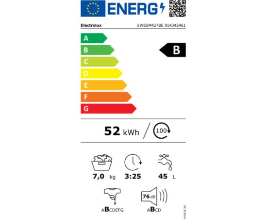 Electrolux EW6SM427BE Veļas mašīna 7kg 1200rpm 600.sērija ar SensiCare