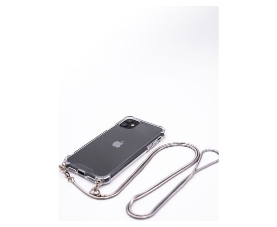 Evelatus Apple  iPhone 11 Silicone Transparent with Necklace TPU Strap Silver