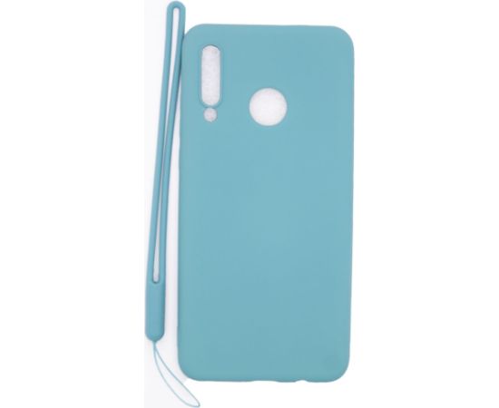 Evelatus Huawei  P30 Lite Soft Touch Silicone Case with Strap Blue