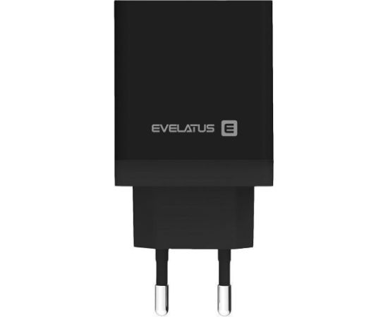 Evelatus Universal  Travel Charger ETC04 USB 2.4A + Type-C 3A 30W Power Delivery Black