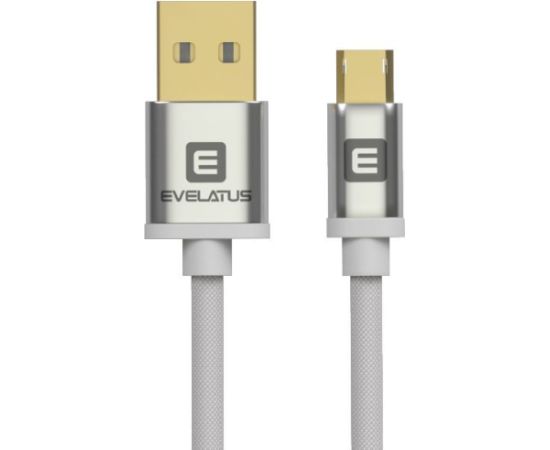 Evelatus Universal  Data cable Micro USB EDC02 dual side gold plated connectors White