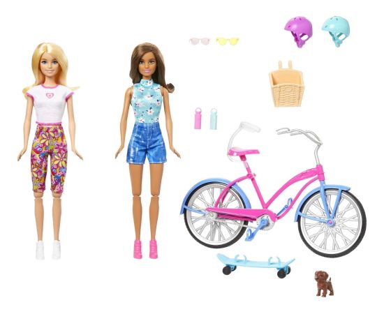 Lalka Barbie Mattel Rower Plażowy Niebieska Deskorolka + Akcesoria HJY84