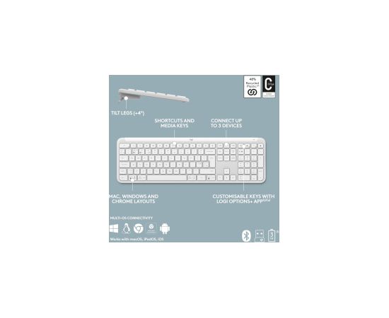 Klaviatūra Logitech K950 Signature Slim White