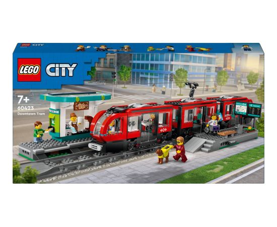 LEGO City 60423 Downtown Streetcar and Station Pilsētas tramvajs un stacija