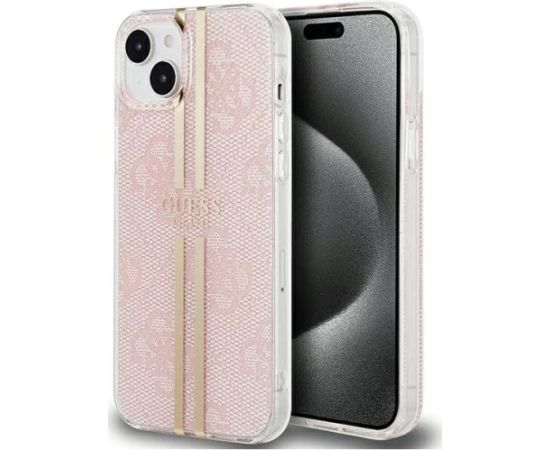 Guess -  iPhone 15 hardcase IML 4G Gold Stripe Pink