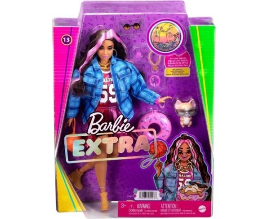 Lalka Barbie Mattel Extra Moda - Sportowa sukienka/Czarno-różowe włosy (GRN27/HDJ46)