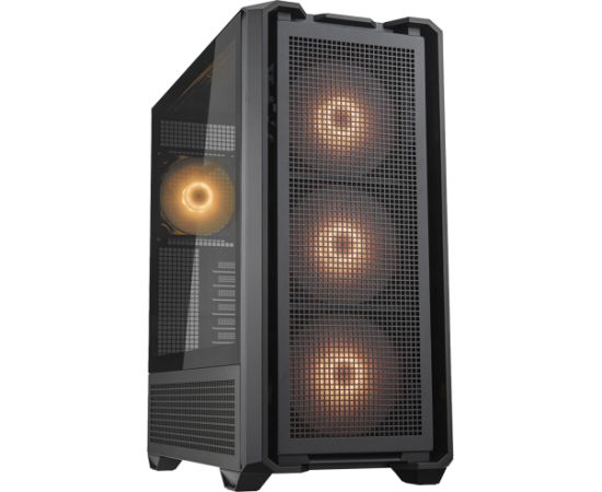 COUGAR | MX600 Black | PC Case | Mid Tower / Mesh Front Panel / 3 x 140mm + 1 x 120mm Fans / Transparent Left Panel