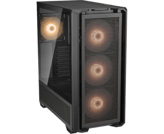 COUGAR | MX600 Black | PC Case | Mid Tower / Mesh Front Panel / 3 x 140mm + 1 x 120mm Fans / Transparent Left Panel