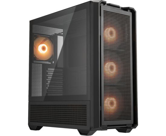 COUGAR | MX600 Black | PC Case | Mid Tower / Mesh Front Panel / 3 x 140mm + 1 x 120mm Fans / Transparent Left Panel