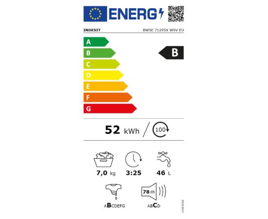 INDESIT BWE 71295X WSV EE 7kg 1200rpm Veļas mašīna