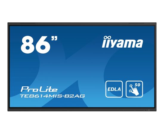 Monitor iiyama iiyama PROLITE TE8614MIS-B2AG Płaski panel Digital Signage 2,18 m (86") LCD Wi-Fi 435 cd/m 4K Ultra HD Czarny Ekran dotykowy Procesor wbudowany Android 24/7