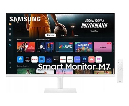 Monitor Samsung Monitor 32 cale SMART M70D VA 3840x2160 UHD 16:9 2xHDMI 3xUSB 2.0 1xUSB-C (65W) 4ms 60Hz WiFi/BT głośniki płaski biały 2Yd2d