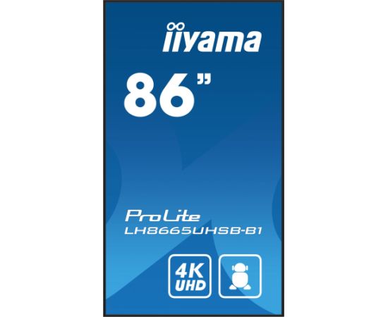 Monitor iiyama iiyama LH8665UHSB-B1 signage display Kiosk 2,18 m (86") LED Wi-Fi 800 cd/m² 4K Ultra HD Czarny Procesor wbudowany Android 11 24/7