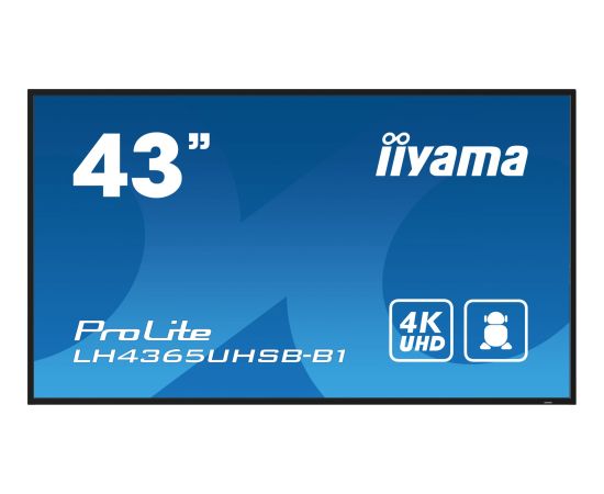 Monitor iiyama iiyama LH4365UHSB-B1 signage display Kiosk 108 cm (42.5") LED Wi-Fi 800 cd/m² 4K Ultra HD Czarny Procesor wbudowany Android 11 24/7