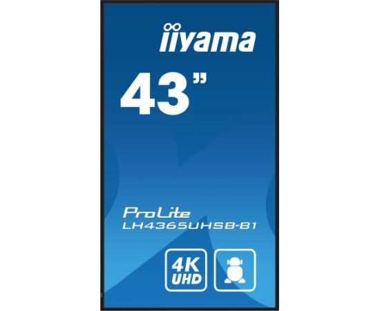 Monitor iiyama iiyama LH4365UHSB-B1 signage display Kiosk 108 cm (42.5") LED Wi-Fi 800 cd/m² 4K Ultra HD Czarny Procesor wbudowany Android 11 24/7