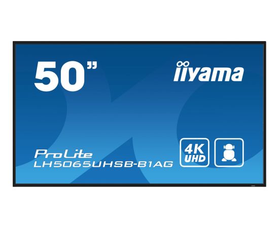 Monitor iiyama iiyama LH5065UHSB-B1AG signage display Płaski panel Digital Signage 125,7 cm (49.5") LCD Wi-Fi 800 cd/m² 4K Ultra HD Czarny Procesor wbudowany Android 11 24/7