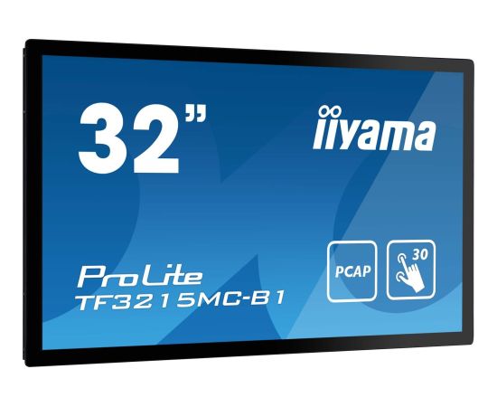 Monitor iiyama Monitor dotykowy 32 cale TF3215MC-B2 POJ.30PKT.VA.VGA.HDMI.DP.500cd/m2.3000:1/8ms.24/7.7H.IP65(front).PION/POZIOM.200x200mm(vesa)