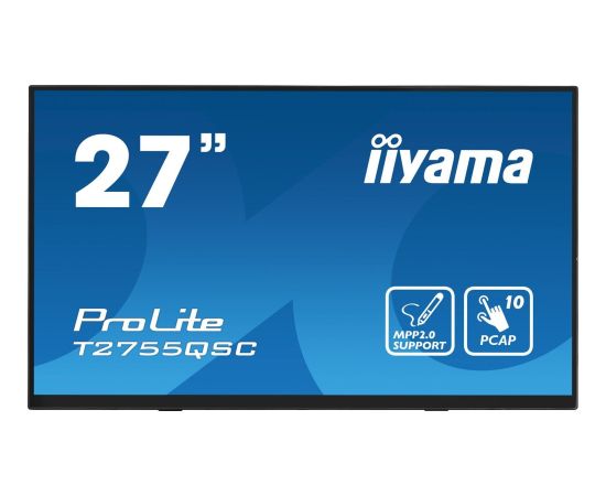 iiyama ProLite T2755QSC-B1 monitor komputerowy 68,6 cm (27") 2560 x 1440 px Full HD LCD Ekran dotykowy Czarny