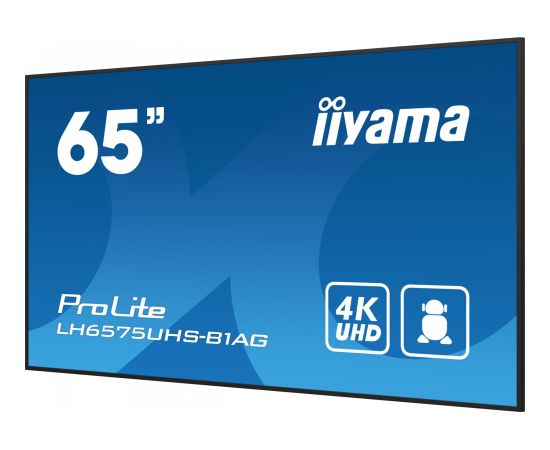 Monitor iiyama IIYAMA 65'LH6575UHS-B1AG 24/7,IPS,ANDROID.11,4K,500cd/m2,WiFi,3xHDMI,DP,Daisy/Chain,2xUSB,2x10W,RJ45,iiSignage2,FailOver,SDM,4GB/32GB,metal,PION/POZIO