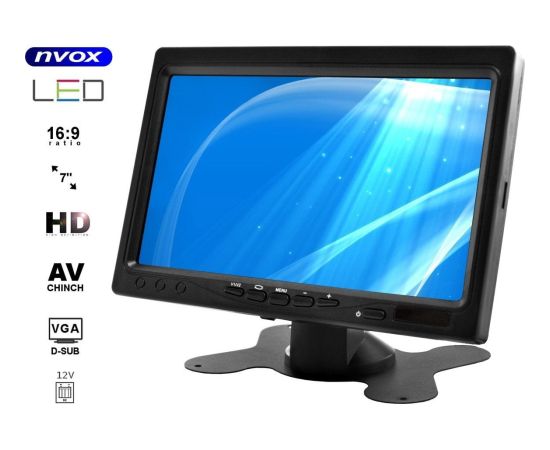 Monitor Nvox Monitor zagłówkowy lub wolnostojący lcd 7cali cali hd av vga z ramką 12v