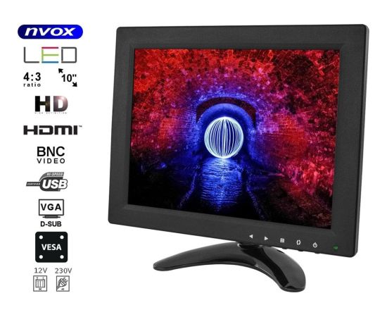 Monitor Nvox Monitor LCD 10cali cali LED VGA HDMI AV USB BNC 12V 230V... (NVOX PC105VHB)