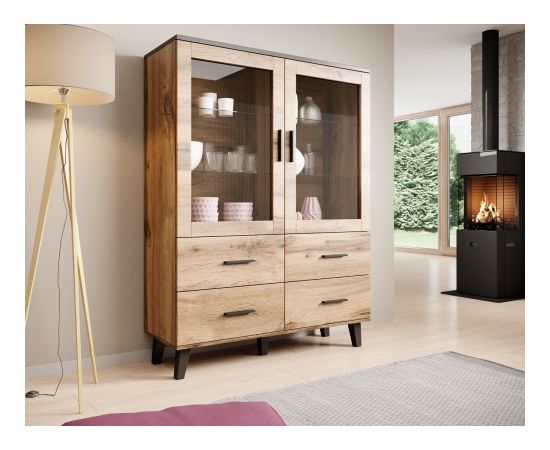 Cama Meble Cama display cabinet LOTTA 2D4D wotan oak + mat black