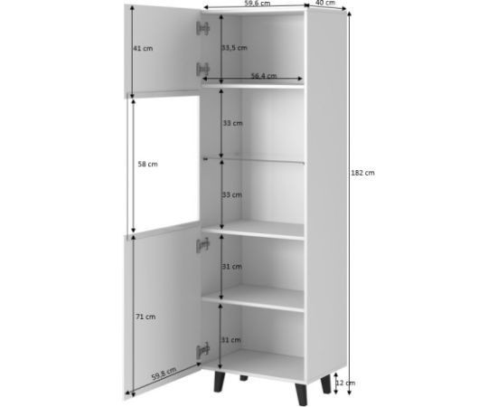 Cama Meble Display cabinet PAFOS 60x40x182 cm white matt