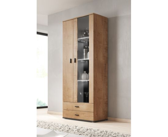 Cama Meble Cama display cabinet SOHO S6 2D2S lefkas oak/black