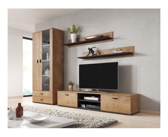 Cama Meble Cama display cabinet SOHO S6 2D2S lefkas oak/black