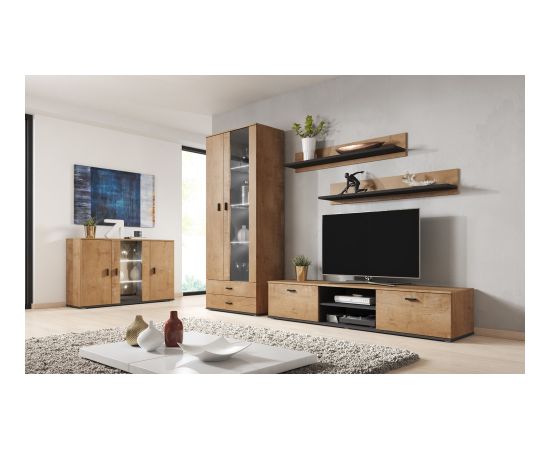 Cama Meble Cama display cabinet SOHO S6 2D2S lefkas oak/black