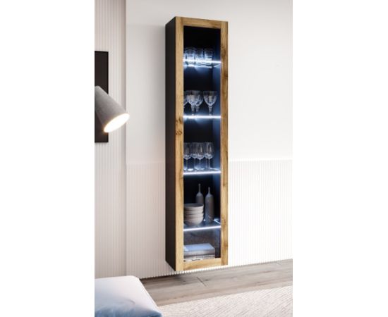 Cama Meble Cama glass-case VIGO '180' 180/40/30 black/wotan oak