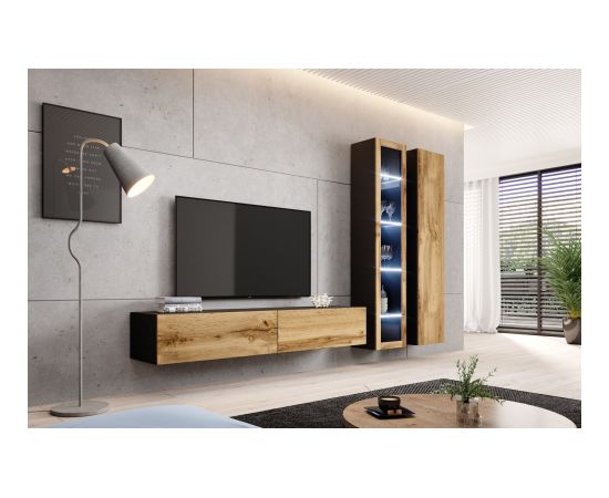 Cama Meble Cama glass-case VIGO '180' 180/40/30 black/wotan oak