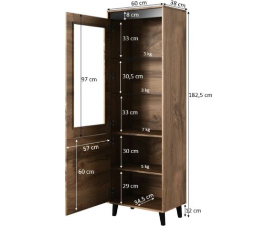 Cama Meble Cabinet NORD 60x38x182.5 cm oak wotan/anthracite