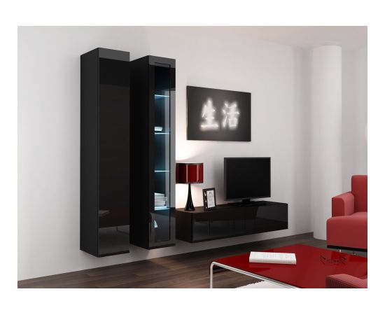 Cama Meble Cama Glass-case VIGO '180' 180/40/30 black/black gloss