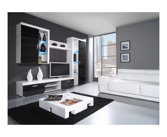 Cama Meble Cama high display cabinet SAMBA white/black gloss