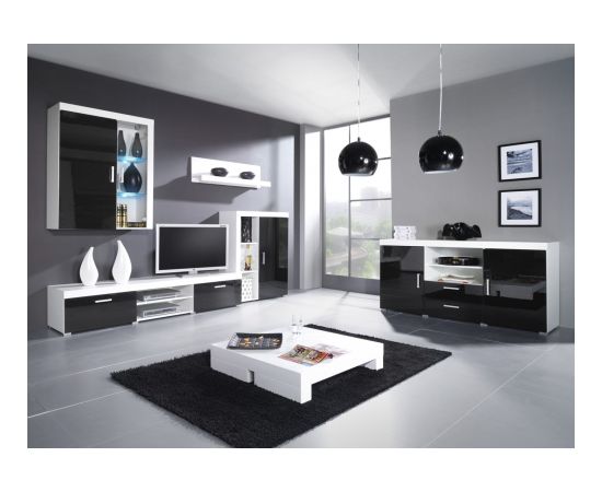 Cama Meble Cama hanging display cabinet SAMBA white/black gloss