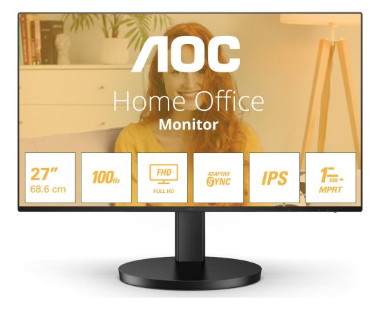 Monitor AOC AOC MT IPS LCD WLED 27" 27B3HA2 - IPS panel, 100Hz, 1920x1080, D-Sub, HDMI, repro