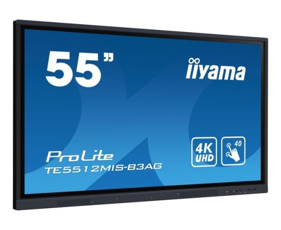 Monitor iiyama Monitor interaktywny 55 cali TE5512MIS-B3AG INFRARED,40pkt,IPS,4K,7H,WiFi,VGA,HDMI, USB-c,Wifi,Bluetooth,metal,8ms