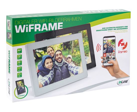 Monitor InLine INLINE digitaler WIFI Bilderrahmen WiFRAME 25,65cm 10,1Zoll 1280x800 16:9 LCD IPS Touchscreen schwarz