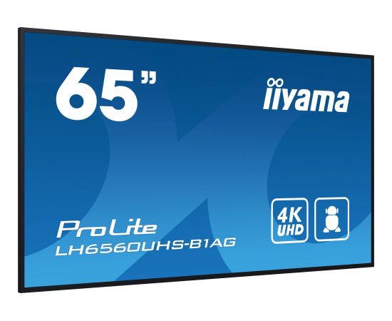 Monitor iiyama Monitor wielkoformatowy 64.5 cala LH6560UHS-B1AG matowy 24h/7 500(cd/m2) VA 3840 x 2160 UHD(4K) Android.11 Wifi CMS(iiSignage2)