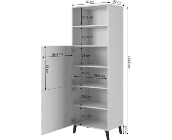 Cama Meble Cabinet ABETO 60x40x176.5 cm white/gloss white