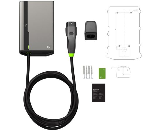 Green Cell EVGC021A2275 electric vehicle charging station Grey Aluminium Wall 3 Built-in display LED