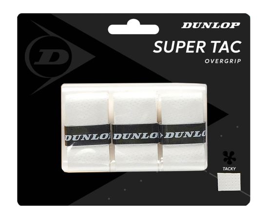 Tennis racket overgrip DUNLOP SUPER TAC white 3pcs- blister