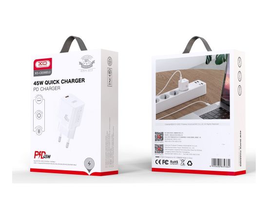 XO wall charger CE09 PD 45W 1x USB-C white