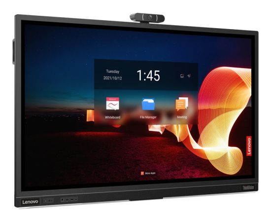 Monitor Lenovo Lenovo ThinkVision T65 - 165 cm (65") Diagonalklasse LCD-Display mit LED-Hintergrundbeleuchtung - interaktiv - mit Touchscreen (Multitouch) / 8-Mikrofon-Array - Smart TV - Android - 4K UHD (2160p) 3840 x 2160 - HDR - Direct LED - Raven Blac