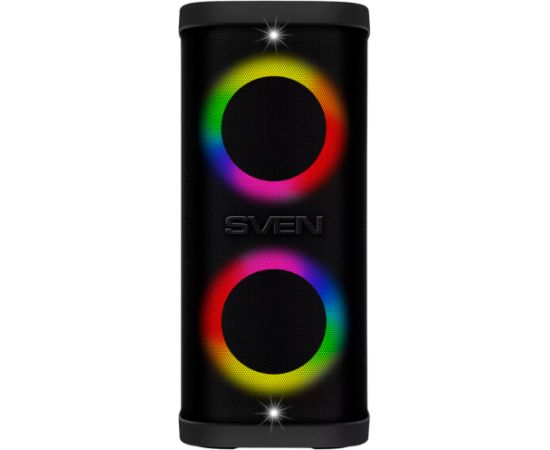 Portable speaker SVEN PS-950, black, power output 2x80W (RMS), TWS, Bluetooth, IPx4, FM, USB, microSD, LED-display, lithium battery