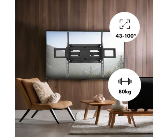 Maclean MC-423 TV Mount Full Motion Wall TV Bracket 43"-100" 80kg max VESA 800x600 Adjustable Tilting Rotating Wall Distance Holder Bracket